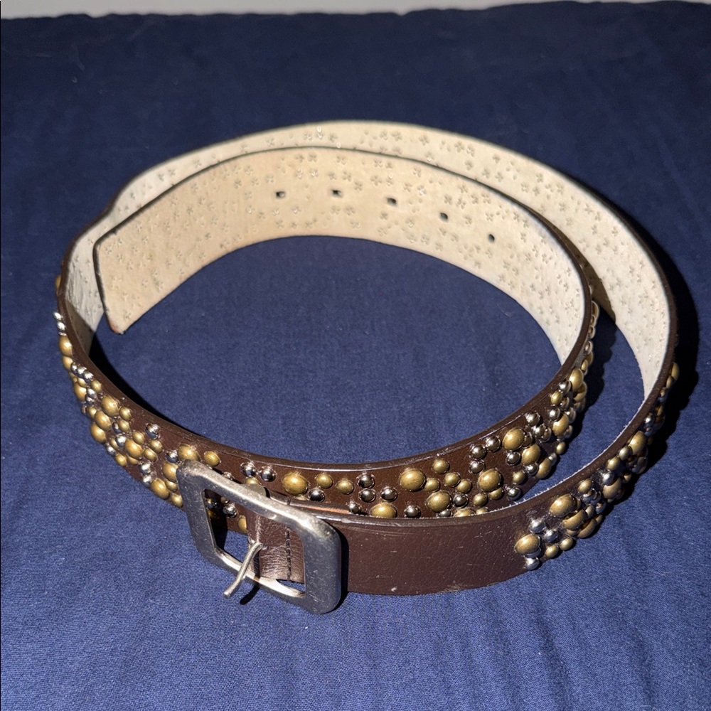 Studded Brown Leather Belt - Women Accessories